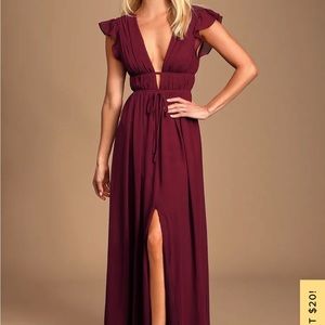 Burgundy Ruffle Maxi Dress